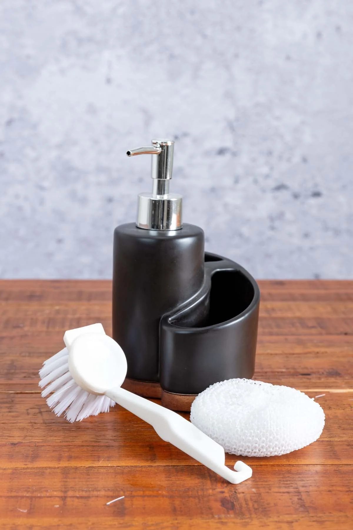 Black Kitchen Tidy With Acacia Wood Base