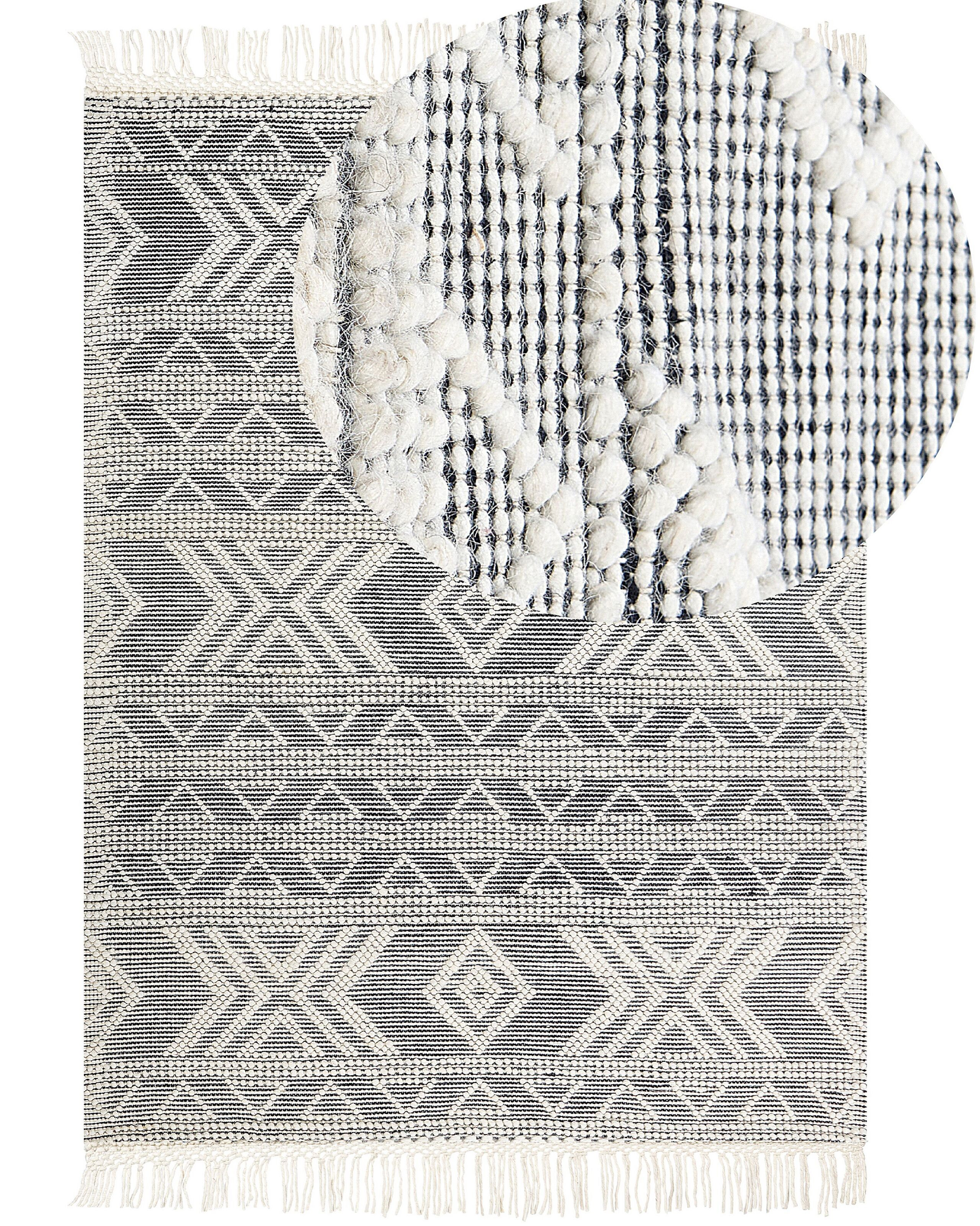 Wełniany dywan 160x230 cm biało-czarny