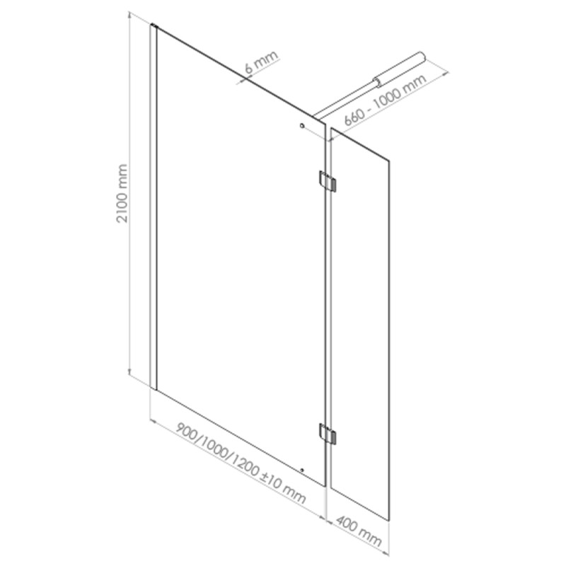 Paroi de douche transparente avec volet Cariba 90 x 210 cm ONDÉE