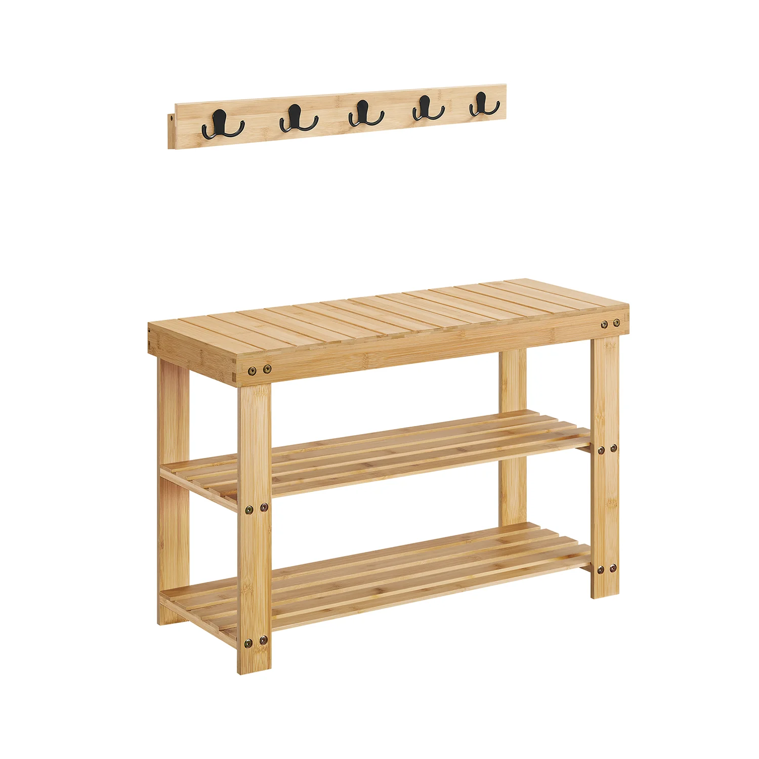 Porte-manteau et banc à chaussures 3 niveaux