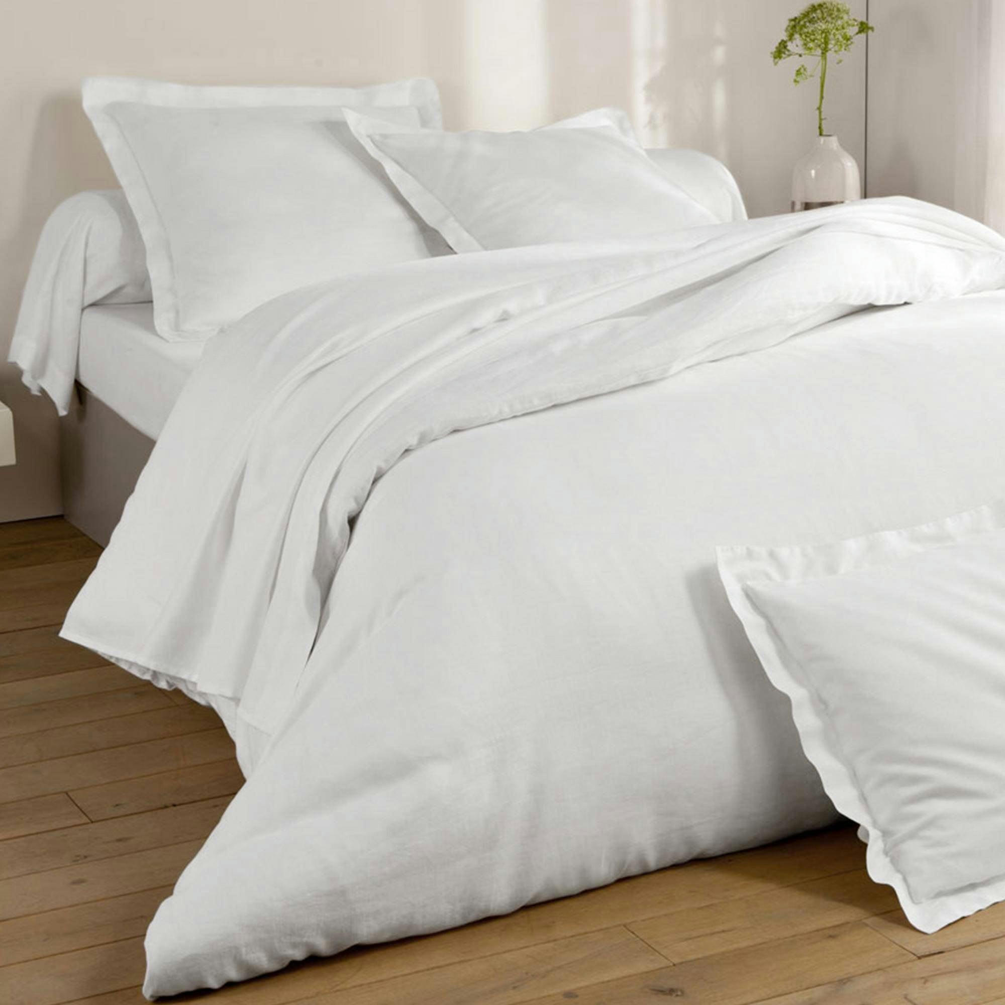 GAMME UNIE LIN PRÉLAVÉ - Housse de couette 200x200 blanc en lin