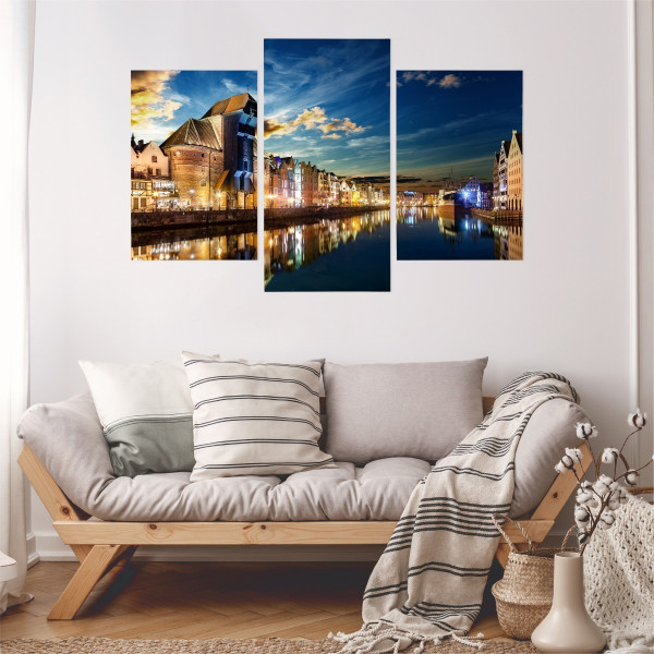 Obraz 3-Częściowy GDAŃSK Miasto Nocą 60x40cm