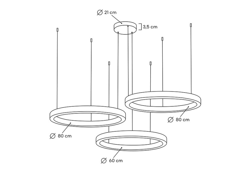 Lampa wisząca RING 60   80   80 złota na jednej podsufitce