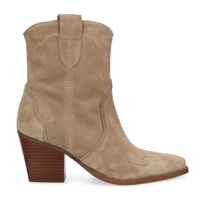 Manfield Beige suède cowboylaarzen