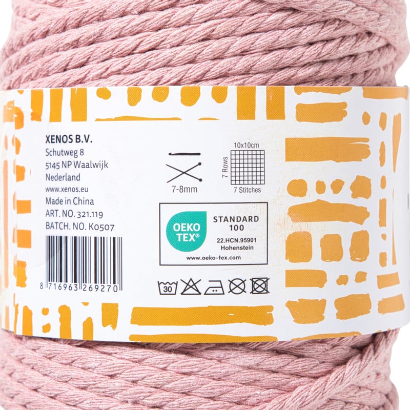 Garen macram&eacute; - roze - 500 gram - 100 meter