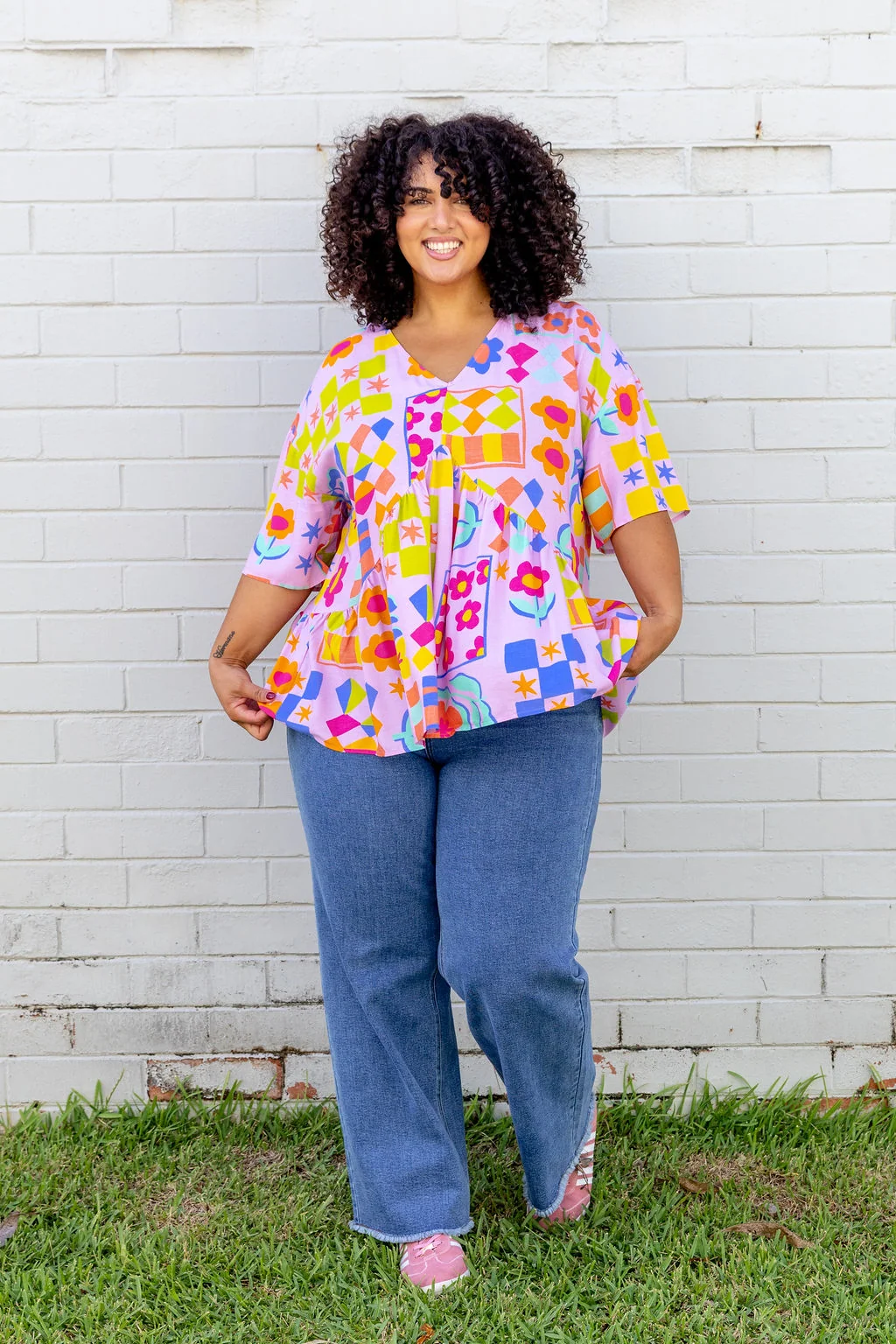Peak Top in Checkerboard Petals