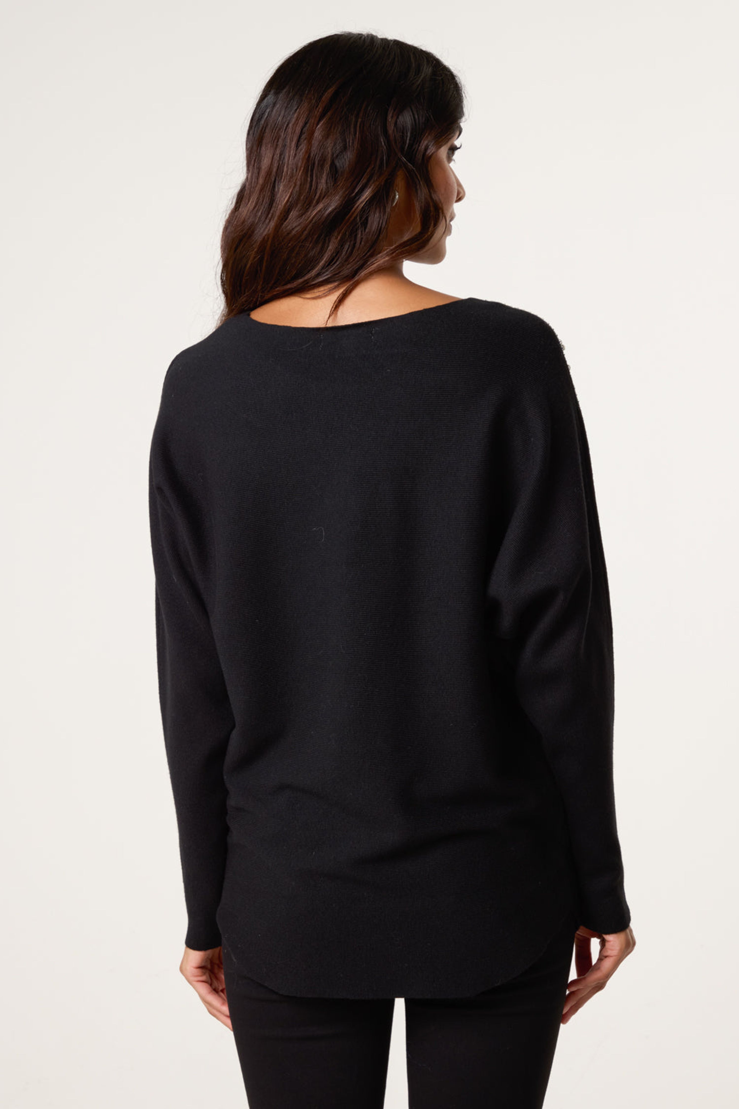 Blue Vanilla Black Jumper With Shoulder Embellishment