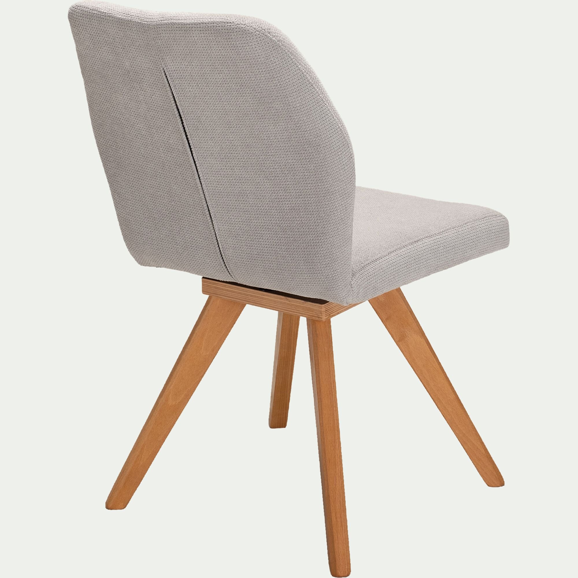 NEVIA - Chaise pivitante en tissu et piètement en hêtre - gris perle