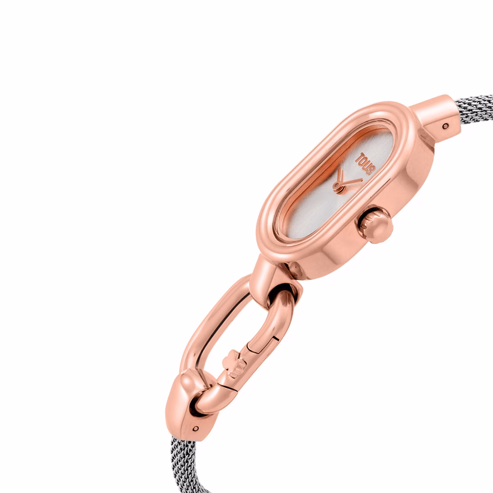 Reloj analógico/digital con brazalete de acero y acero rosado TOUS Hold Oval