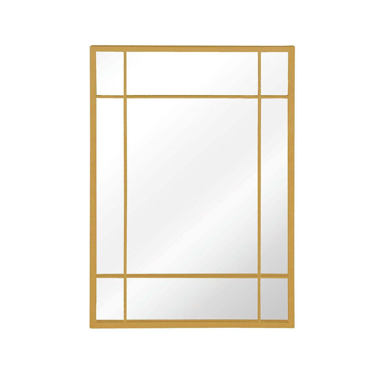 WALLIS - Miroir Art Déco rectangulaire en métal doré 97 x 67 cm
