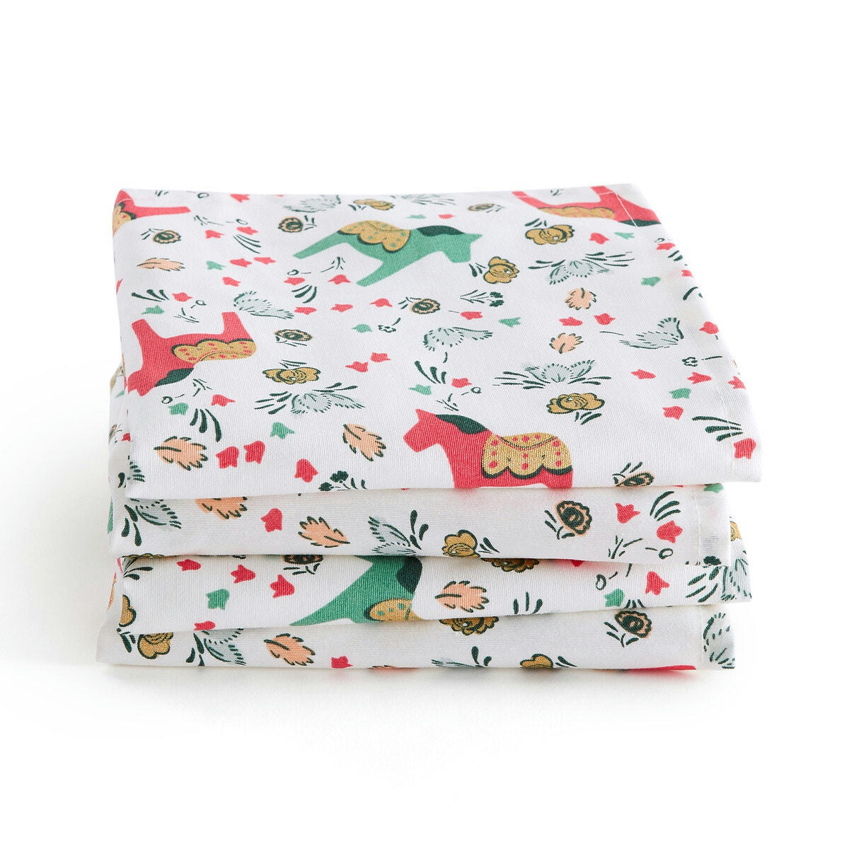 Lot de 4 serviettes en polycoton imprimé, Jula