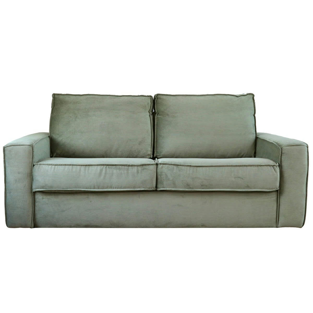 MATTIA - Canapé convertible 3 places en velours côtelé vert, ouverture express