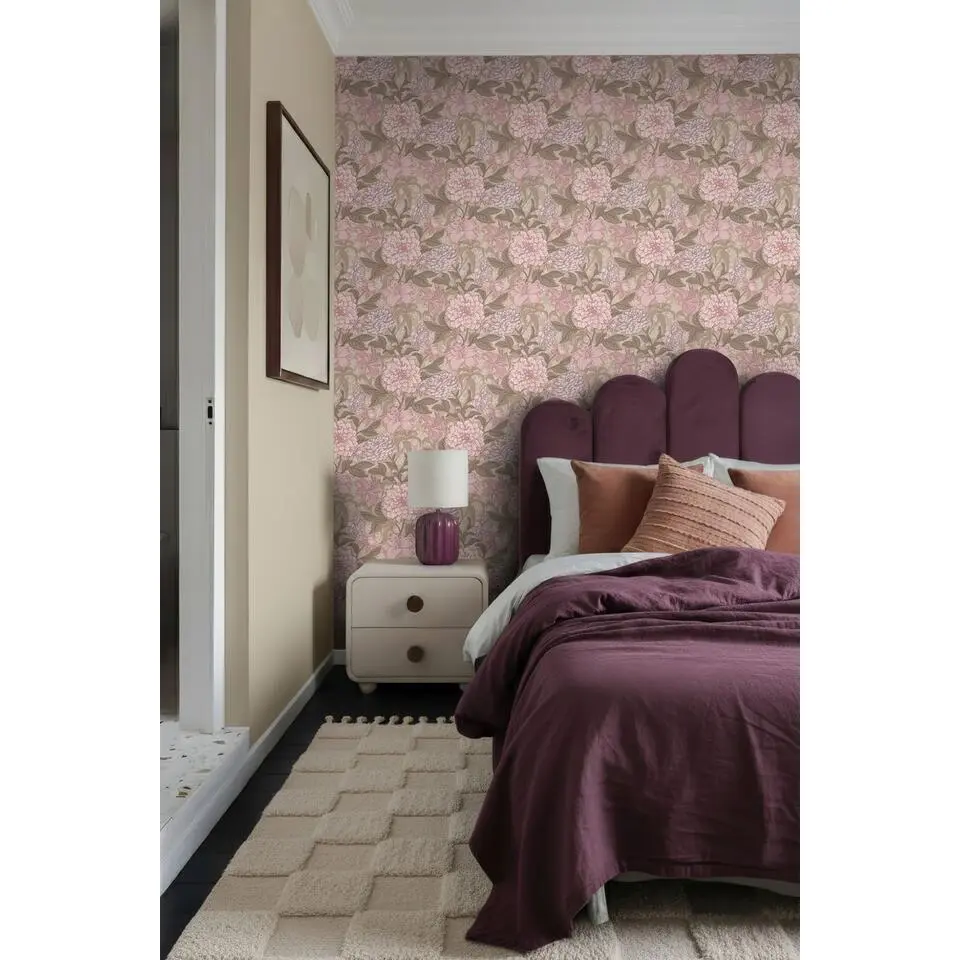 ESTAhome behang vintage bloemen licht mauve paars - 50 x 900 cm