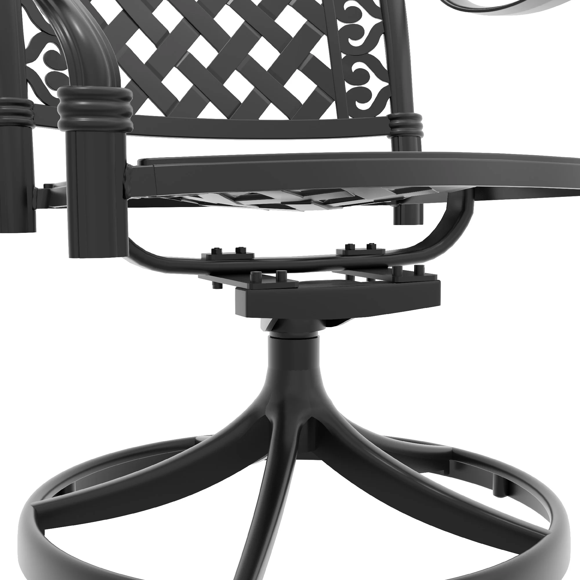 Cast Aluminum Patio Swivel Chair 2Pcs With Frame And Cushions In Random Colors (Excluding the table)