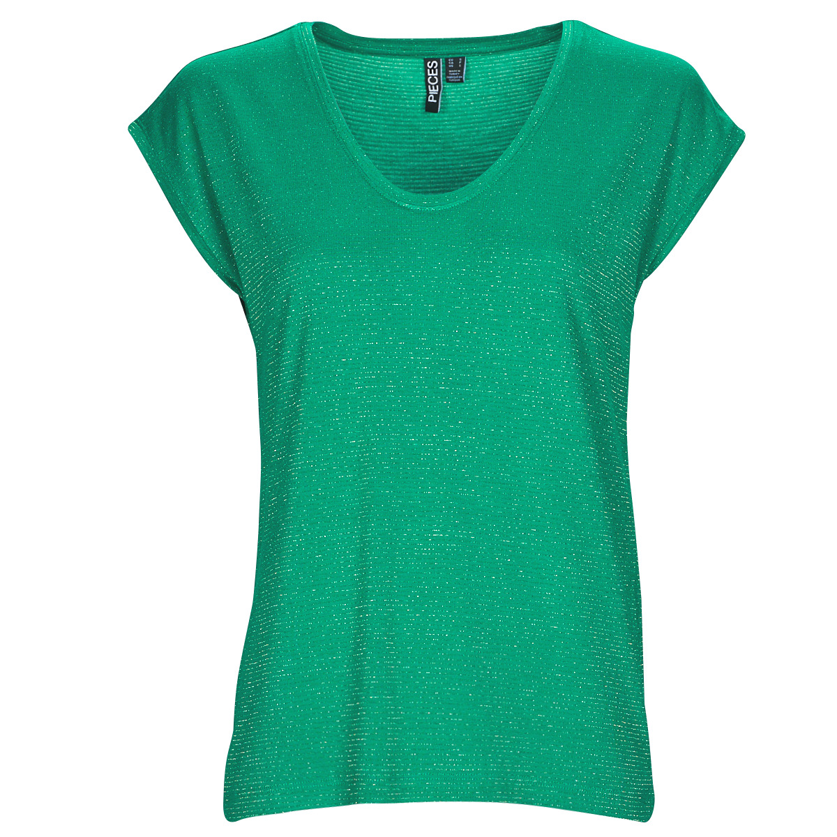 Pieces - PCBILLO TEE LUREX STRIPES - Green