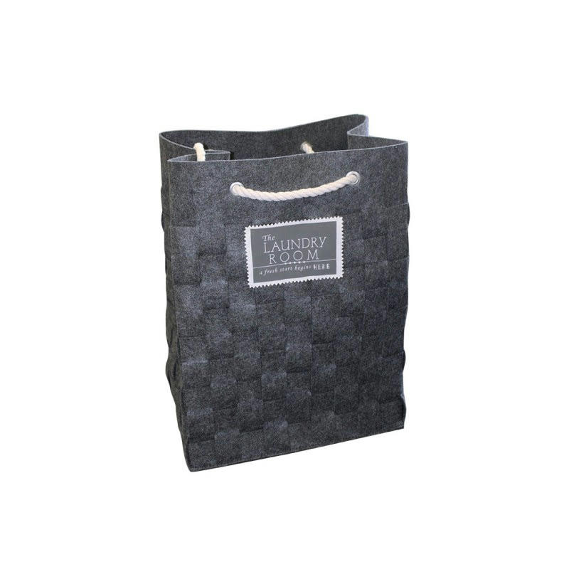 LAUNDRY - Sac à linge gris en feutrine souple