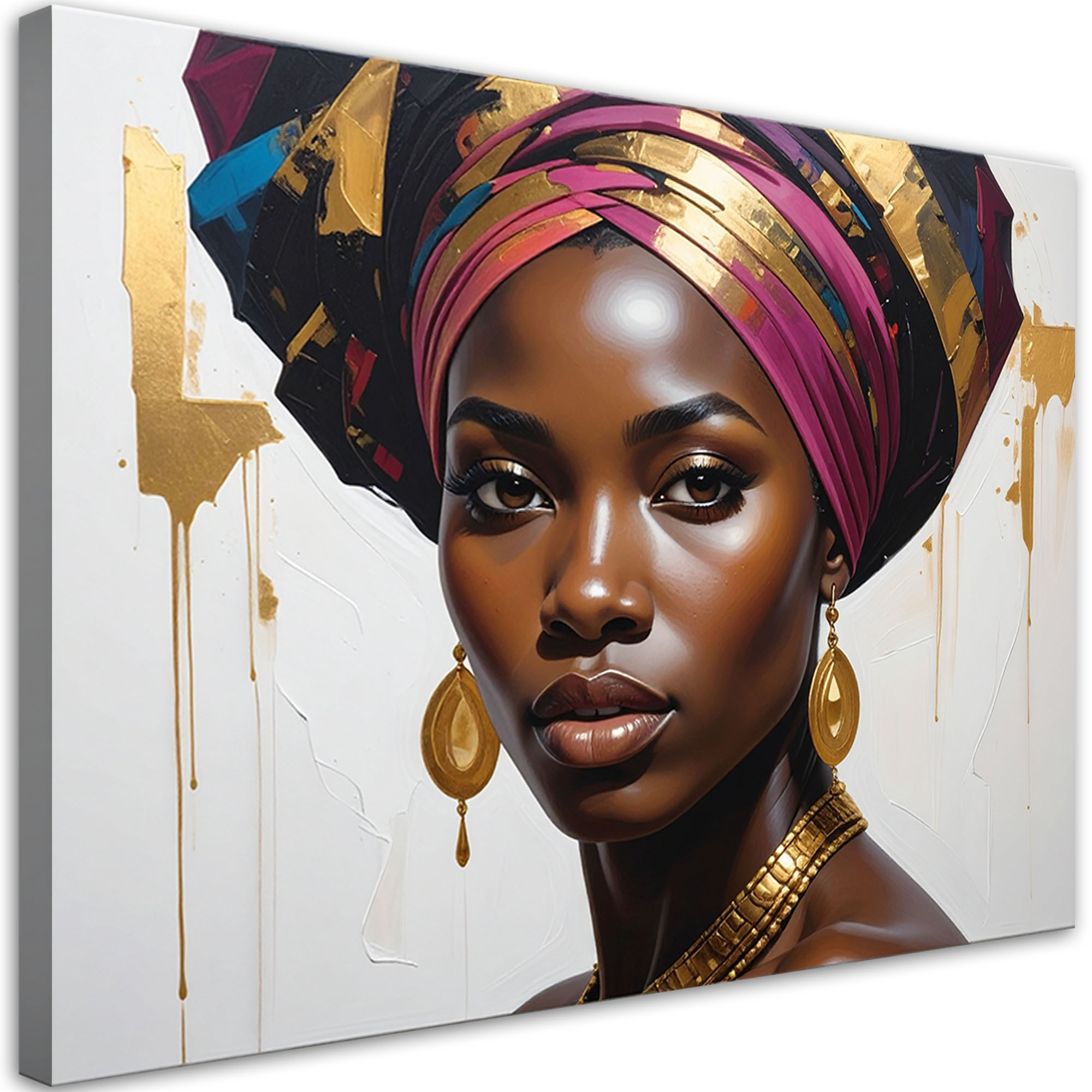 Obraz do salonu sypialni biura, Kobieta w turbanie w stylu glamour 30x20