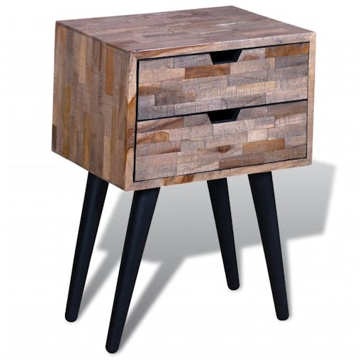 NNEVL Nightstand with 2 Drawers Reclaimed Teak Wood