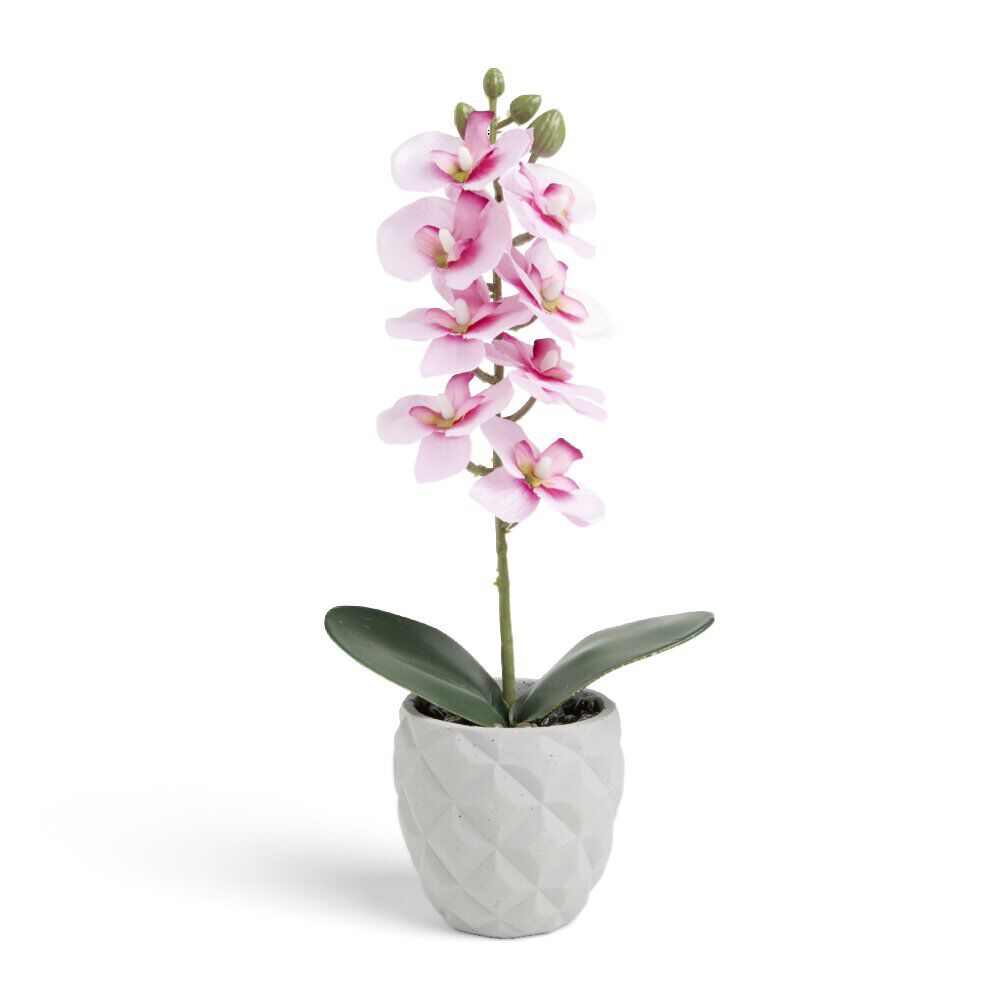 Pot orchidée artificielle blanche et rose H31cm