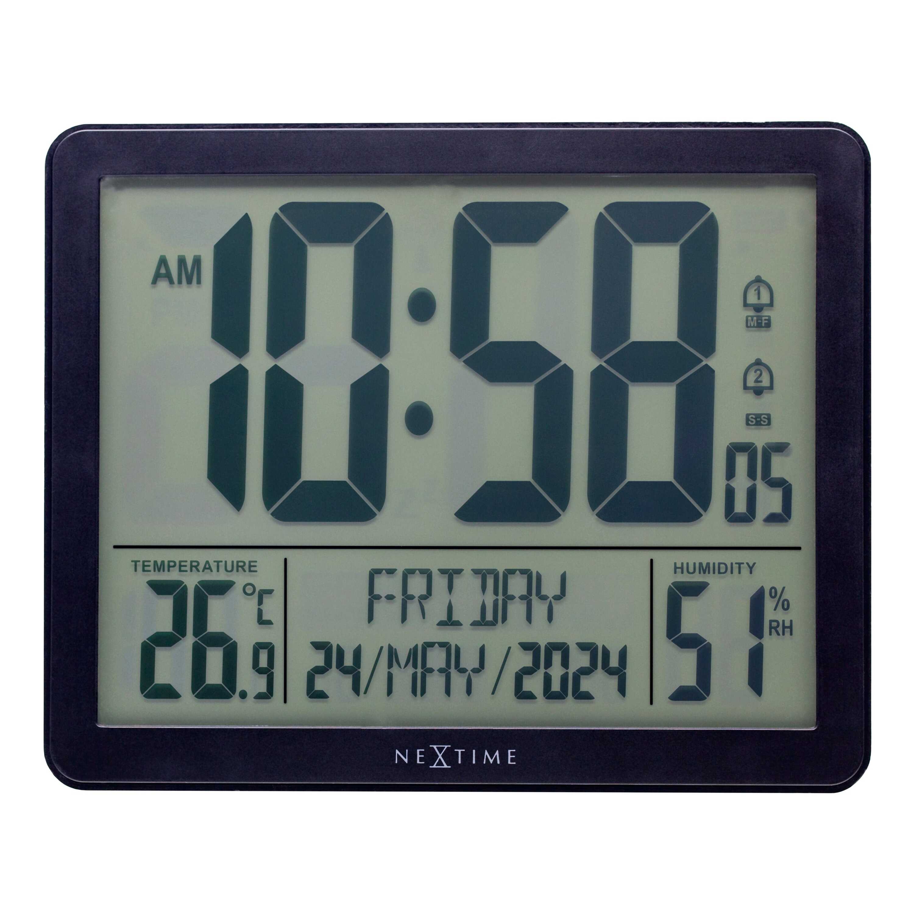 NeXtime - Digitale Tafel- Wandklok 17,3x14x2,7 cm - RCC - Weerstation