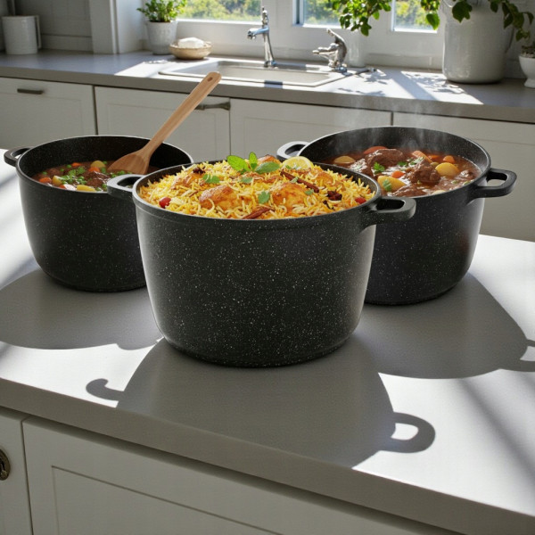 Zestaw Garnków Masterpan - 3 Szt. 7L / 10L / 14L Z Pokrywką
