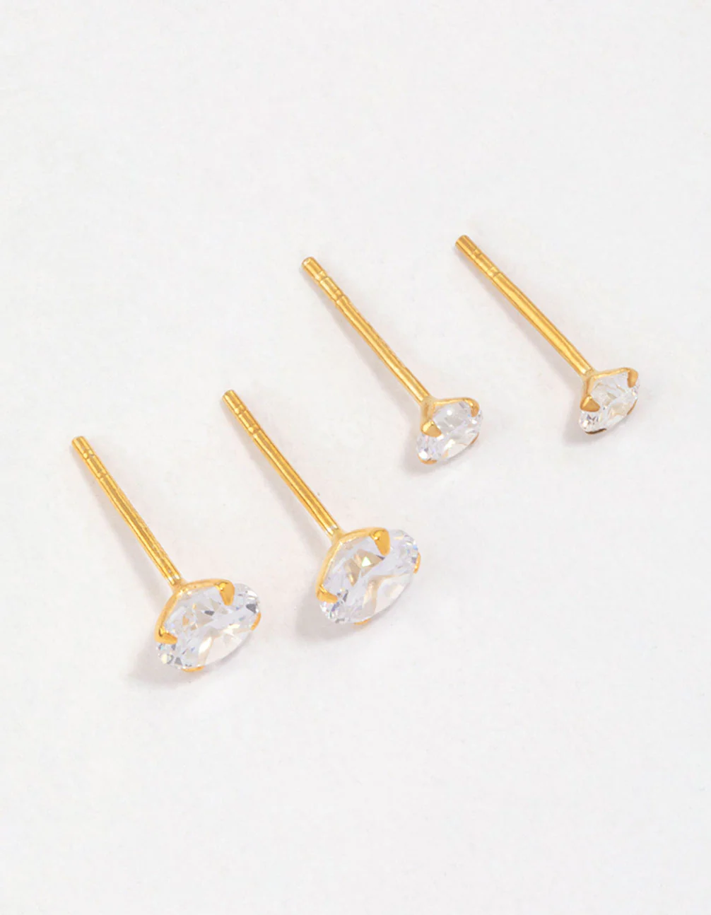 Gold Plated Sterling Silver Cubic Zirconia Stud Pack