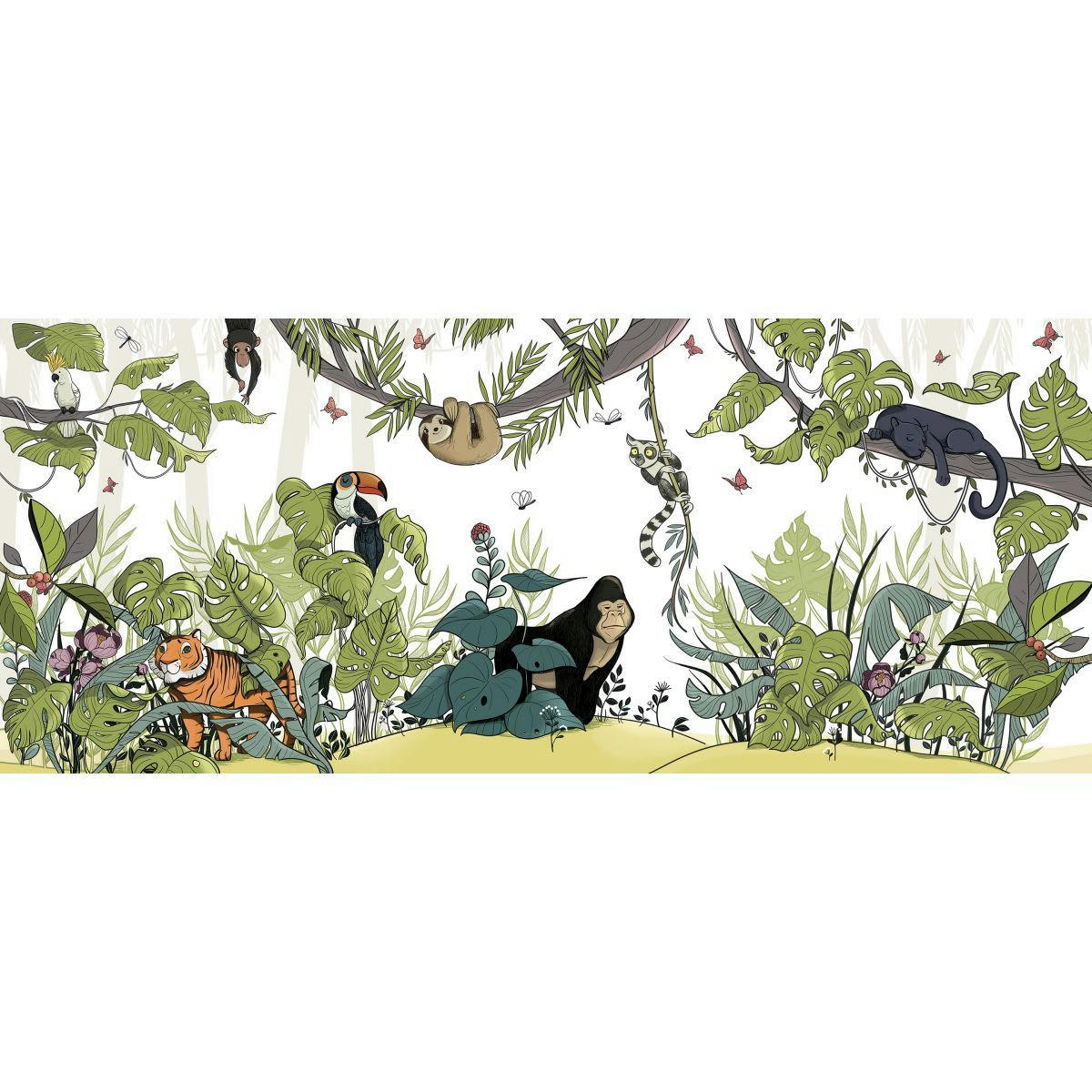 - Papier peint panoramique enfant jungle couleurs clair 170 x 250 cm