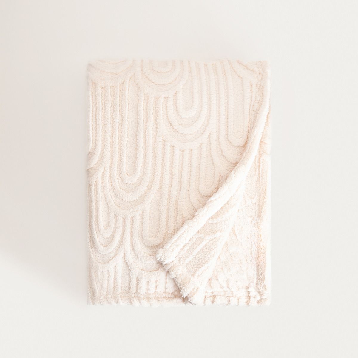 Koc DARIN miękki ecru ze strukturalnym wzorem 150x200cm