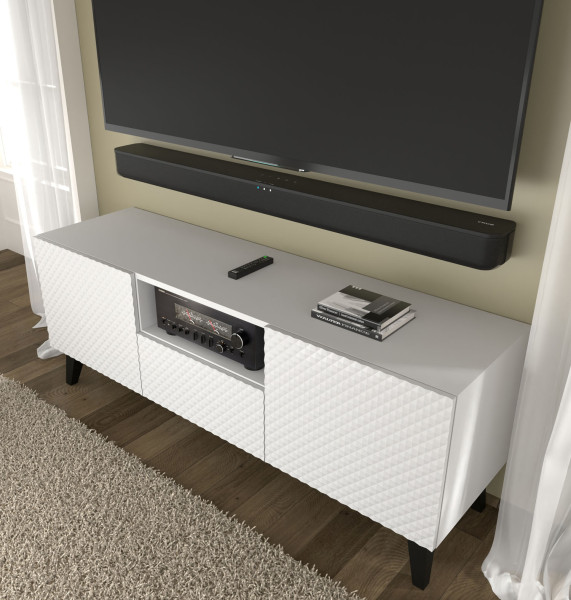 Szafka RTV Ravenna C 150 cm 2D1S biały połysk