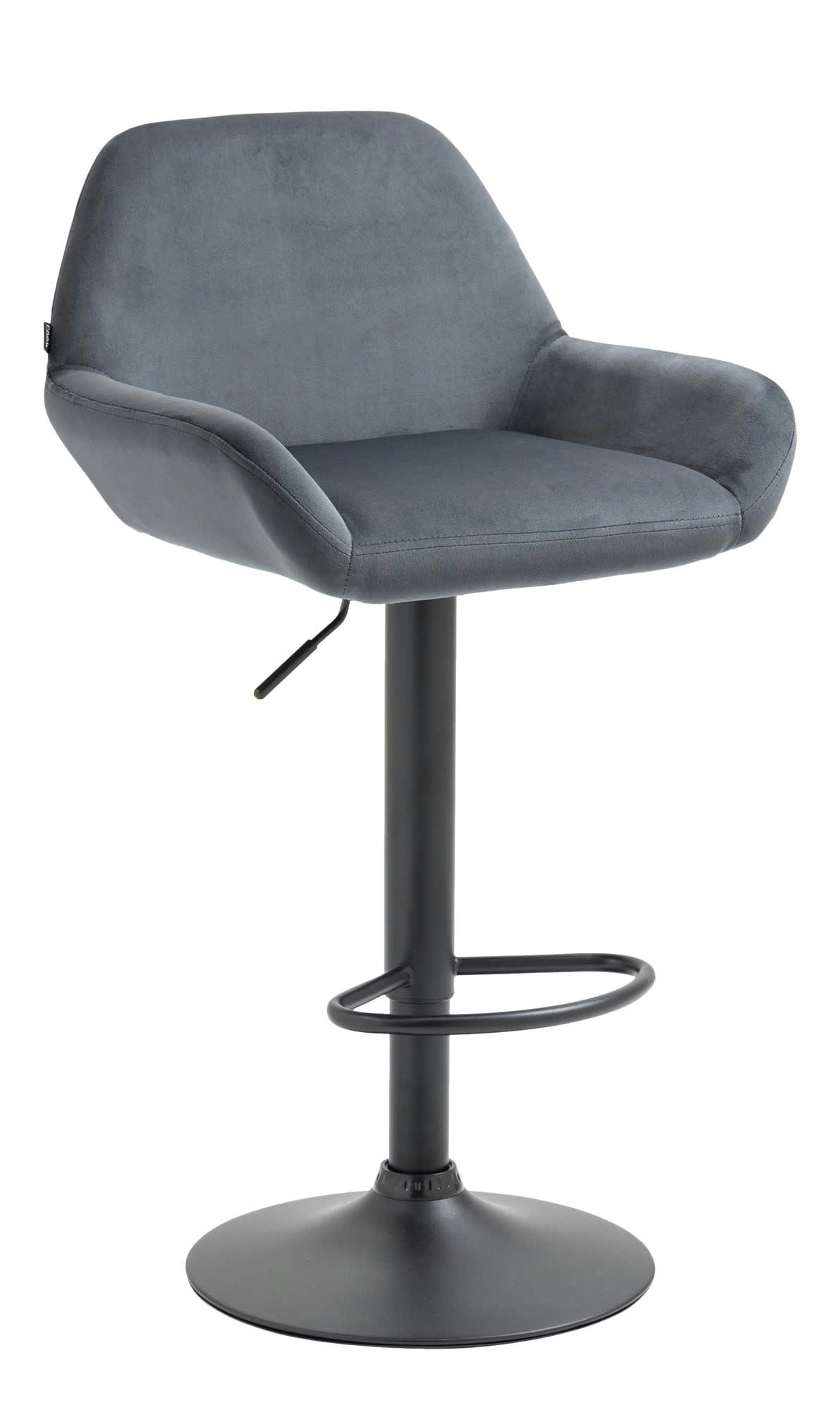 VELOURS - Tabouret de bar velours ajustable pivotant velours Gris foncé
