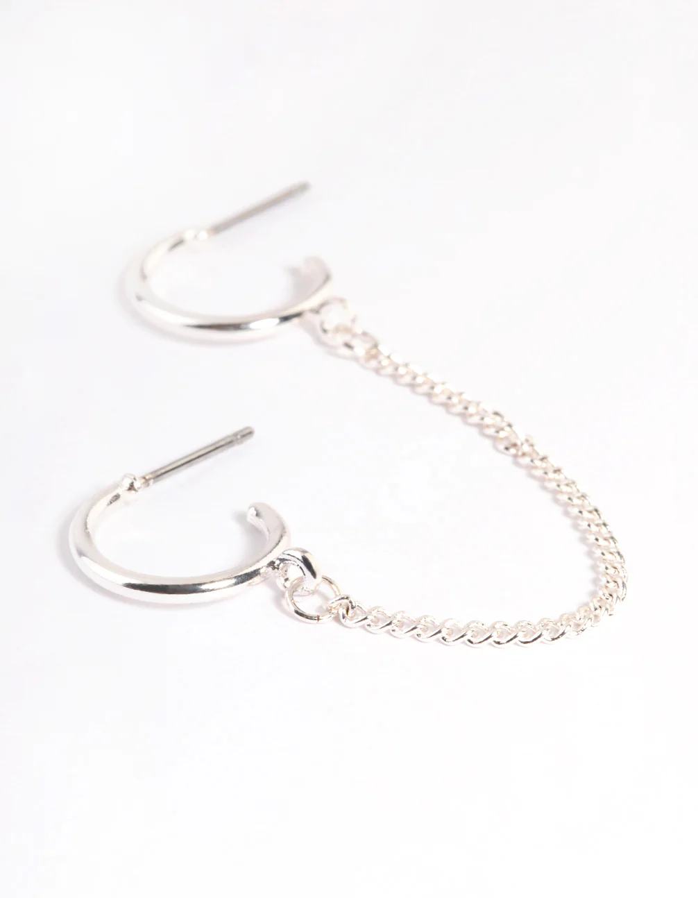 Silver Double Hoop Chain Earrings