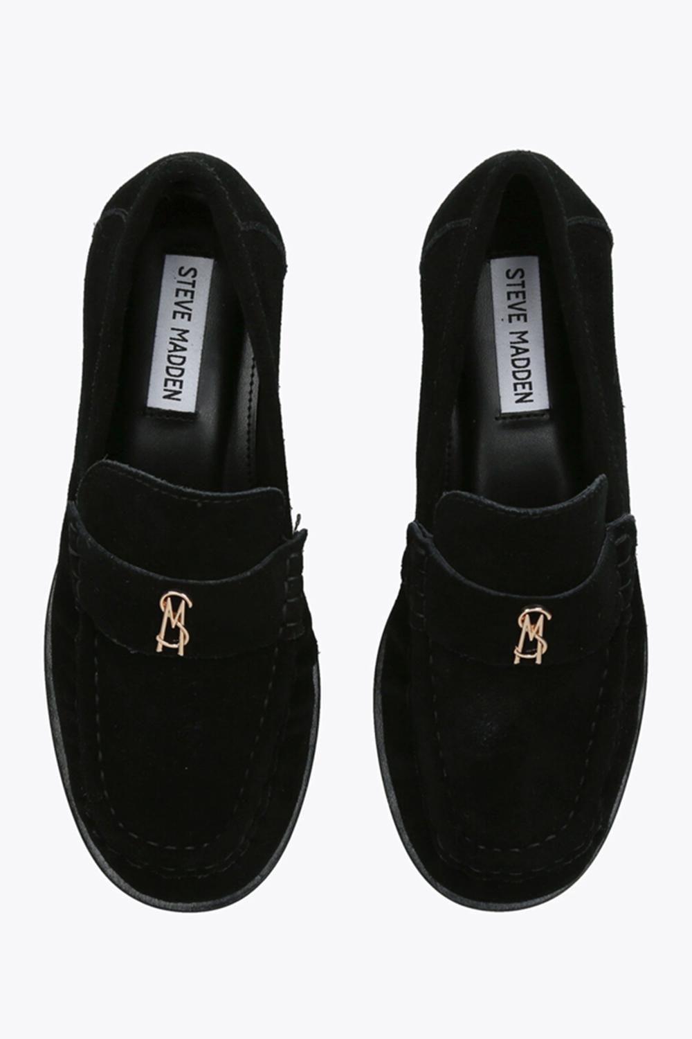 STEVE MADDEN Morgen Black Suede' Suede Flats