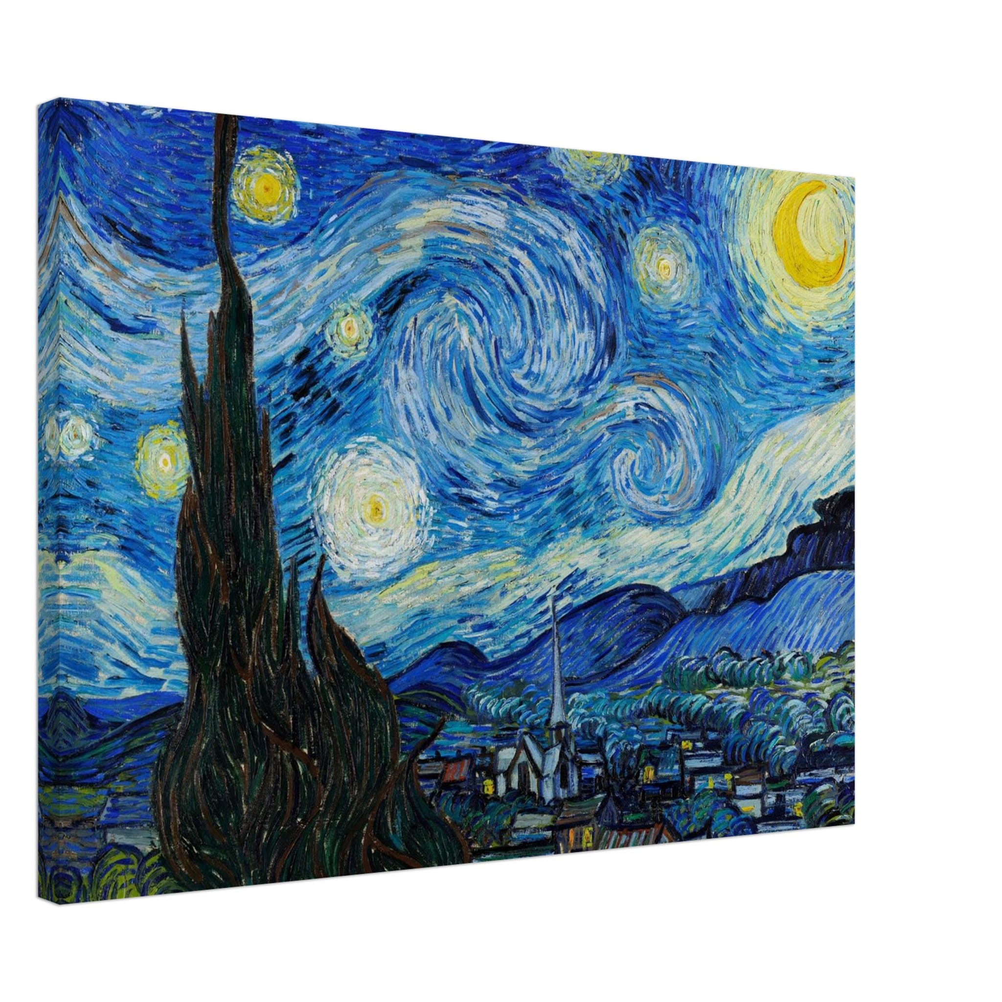 Artfulprints Canvas Vincent van Gogh - Starry night canvas - 70x50 cm - Blauw