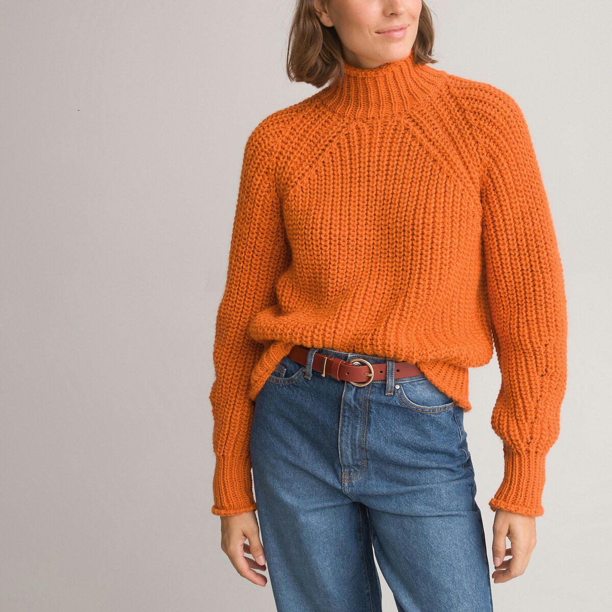 Pull col montant en maille côtelée