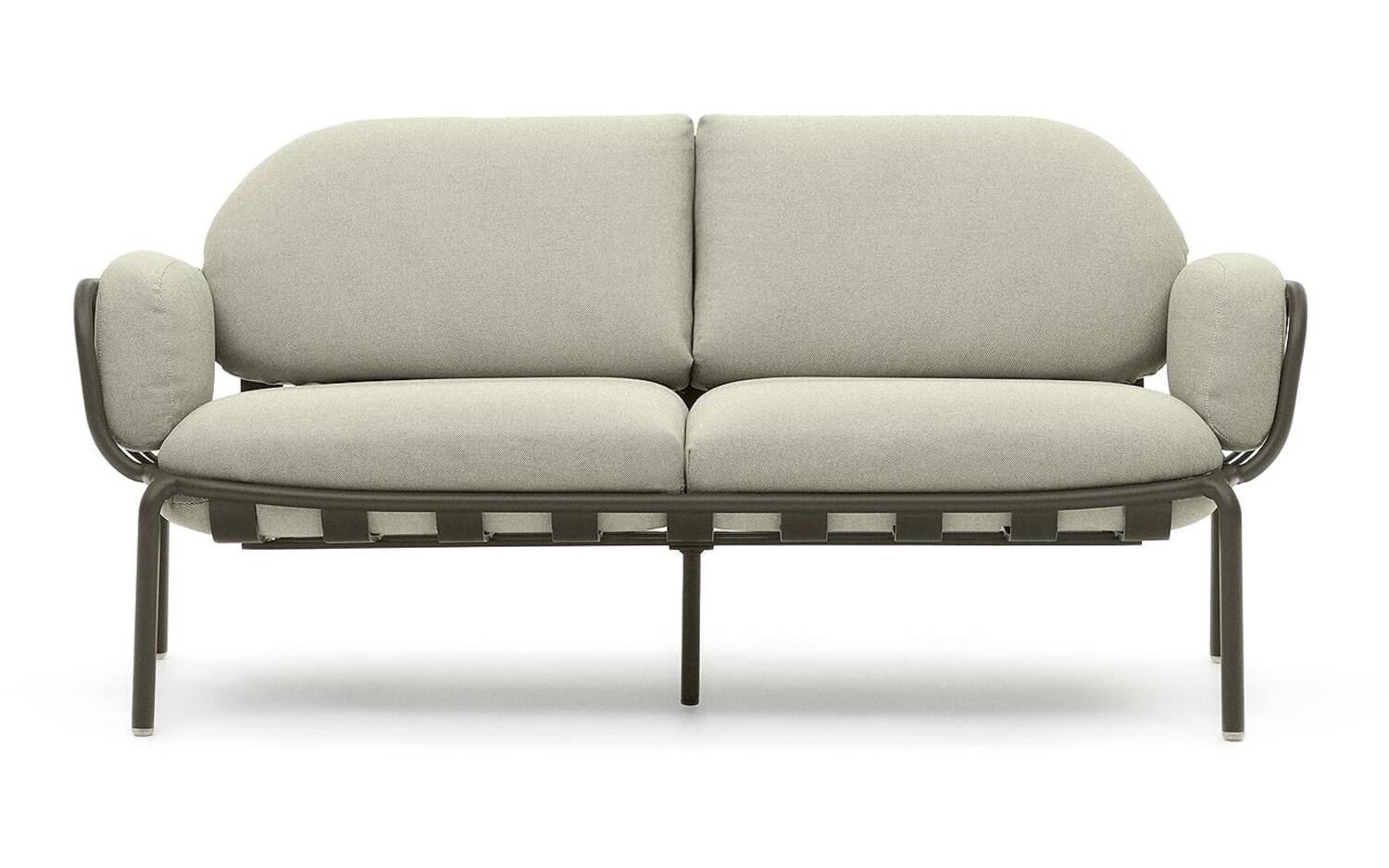 Kave Home - Joncols 2 zits buitenbank in aluminium met groen gelakte