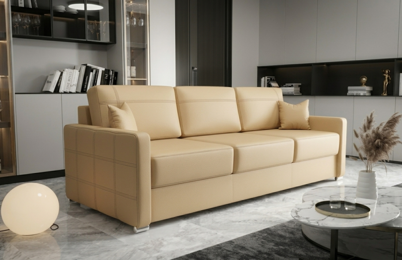 Sofa Avanti DL 230 cm skóra naturalna Madras beż z funkcją spania