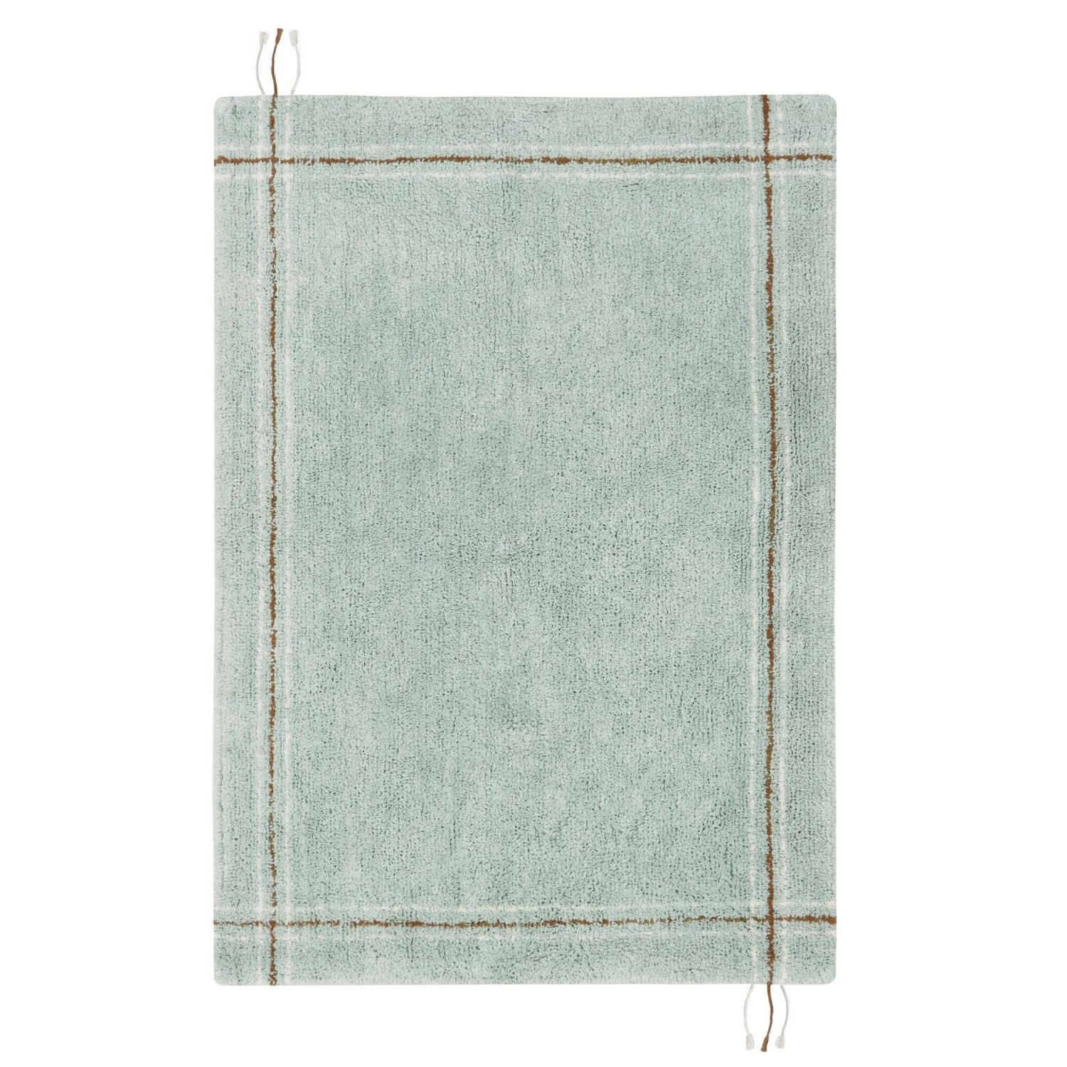 - Tapis lavable vert sauge avec fines rayures 90 x 130 cm