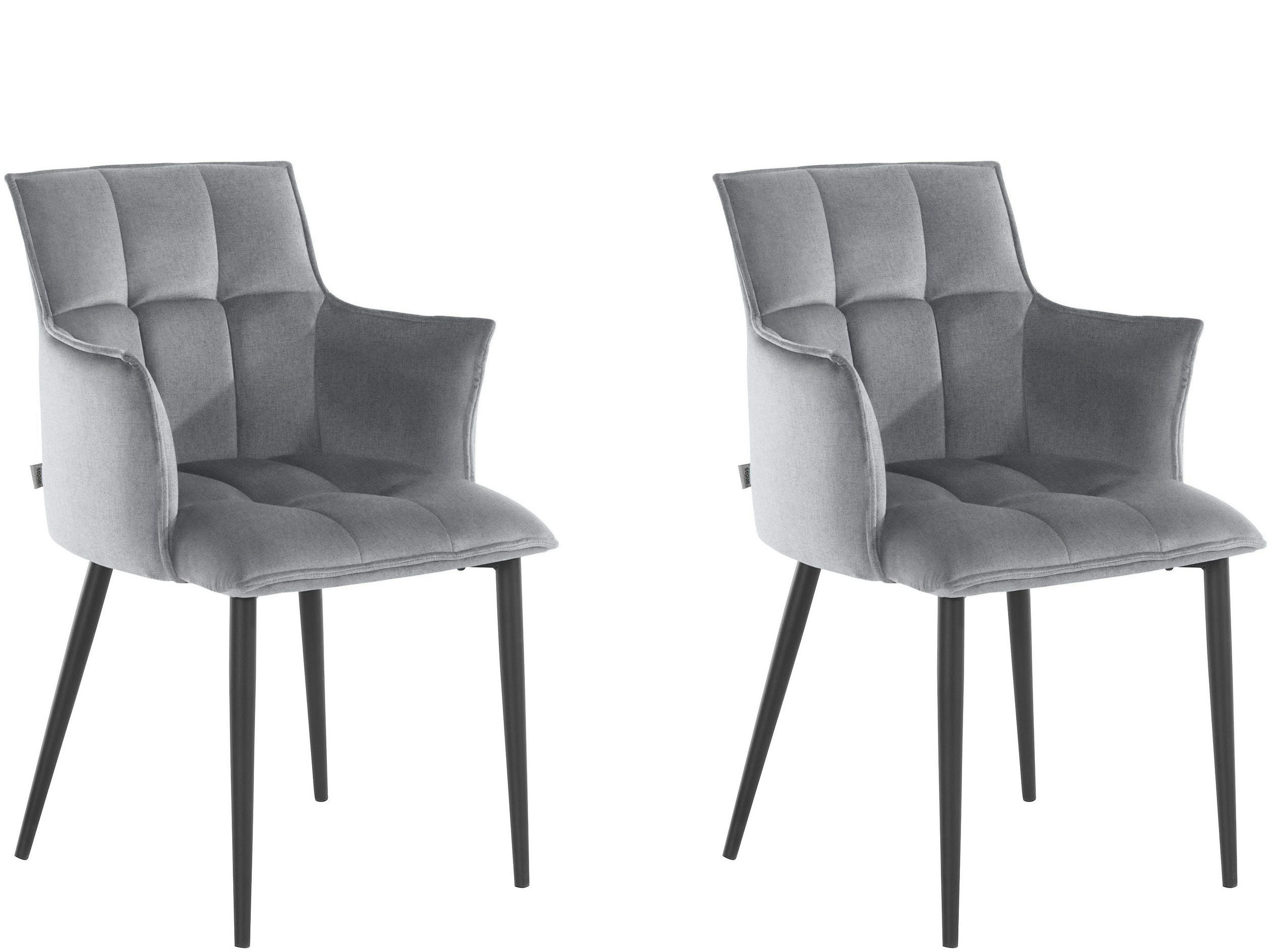 MARCIA - Lot de 2 chaises de salle à manger rembourrées en tissu gris clair