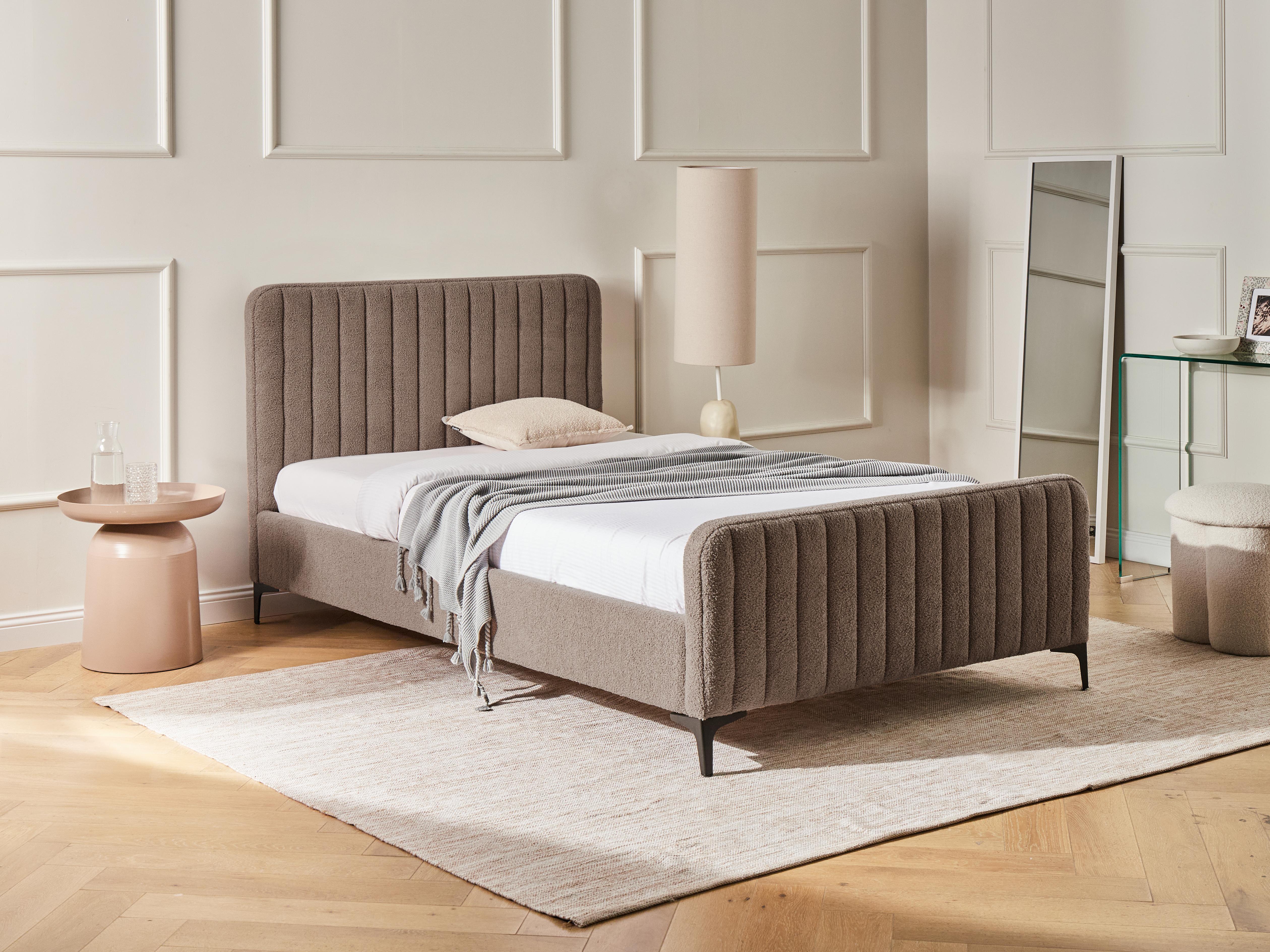 Bed Boucle LUNAN 120 x 200 cm (EU Small Double) Taupe