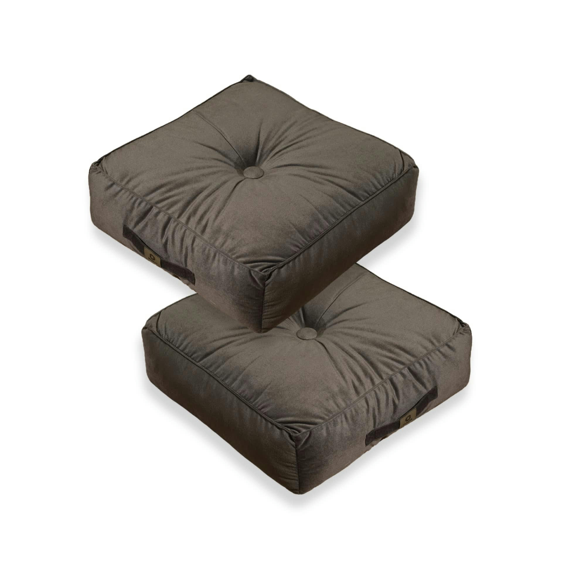 - Pouf en velours 50 x 50 x 14 cm lot de 2 - gris foncé