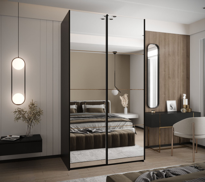 Szafa przesuwna 64 wysoka Lux 2 130 czarny artisan czarny