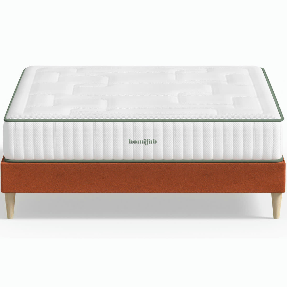 LATEX LUXURY & DINA - Pack lit 160x200 en velours rouille + Matelas latex