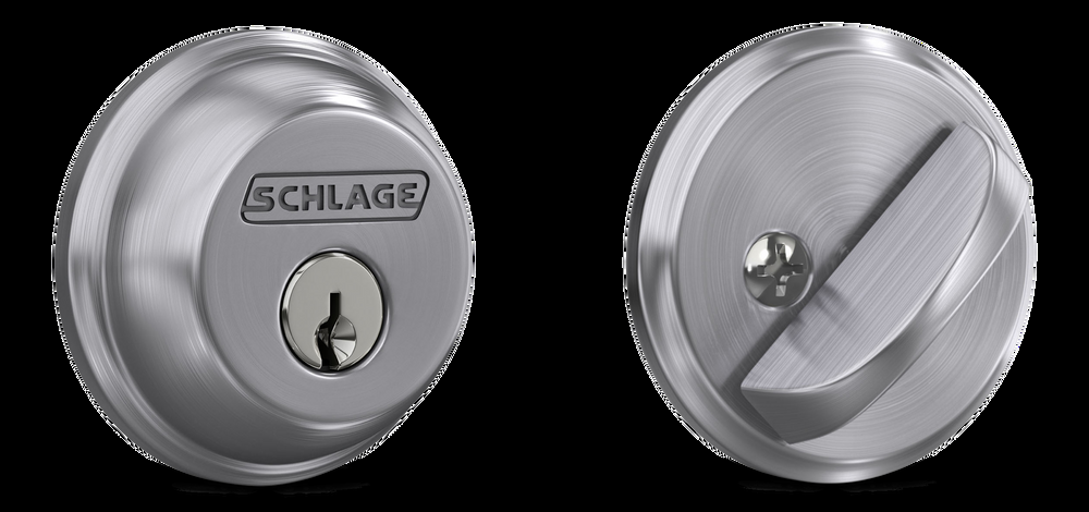 Schlage Single-Cylinder Maximum-Security Round Deadbolt Door Lock, Stainless-Steel