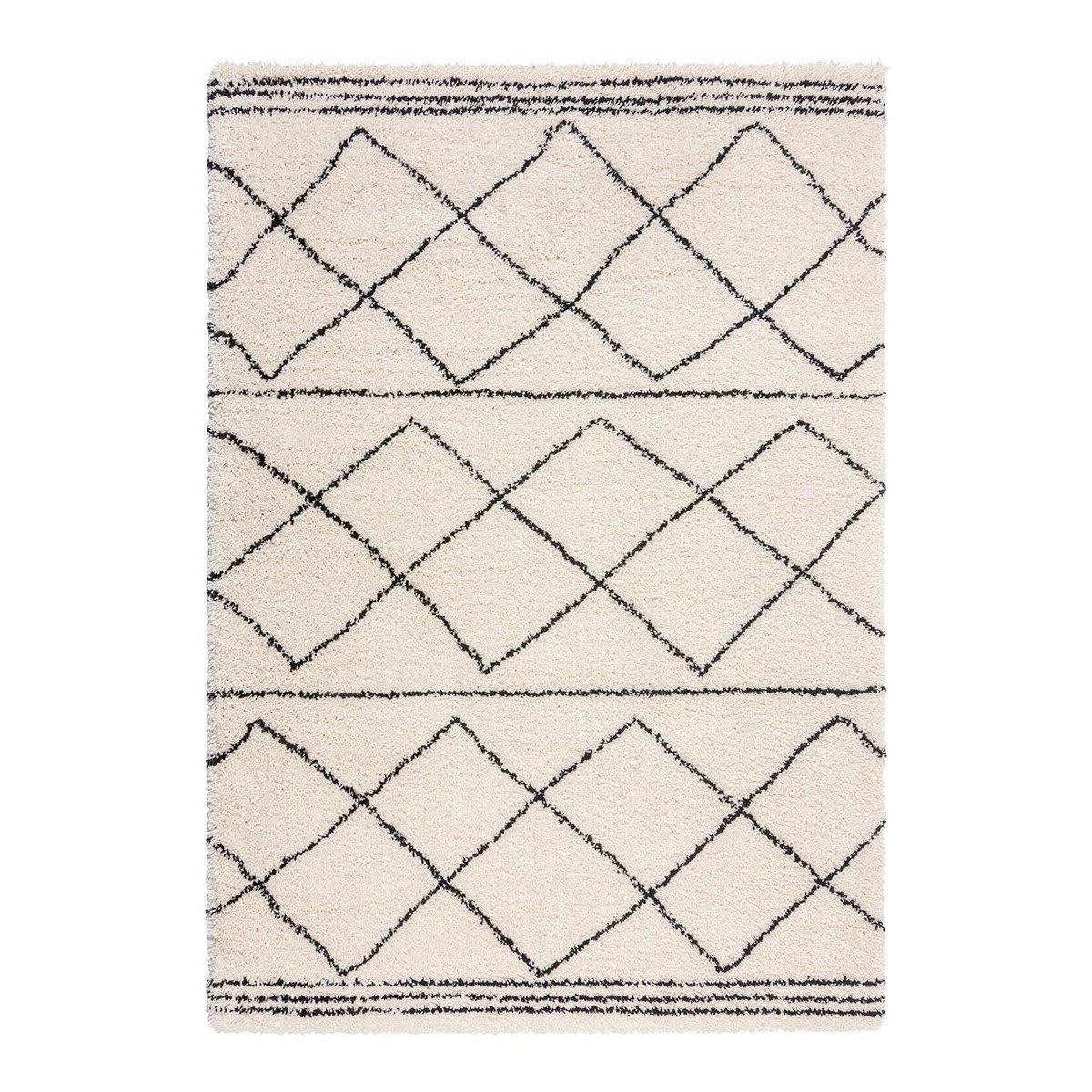 KUSH - Tapis géométrique orientale en polypropylène ivoire 160x230