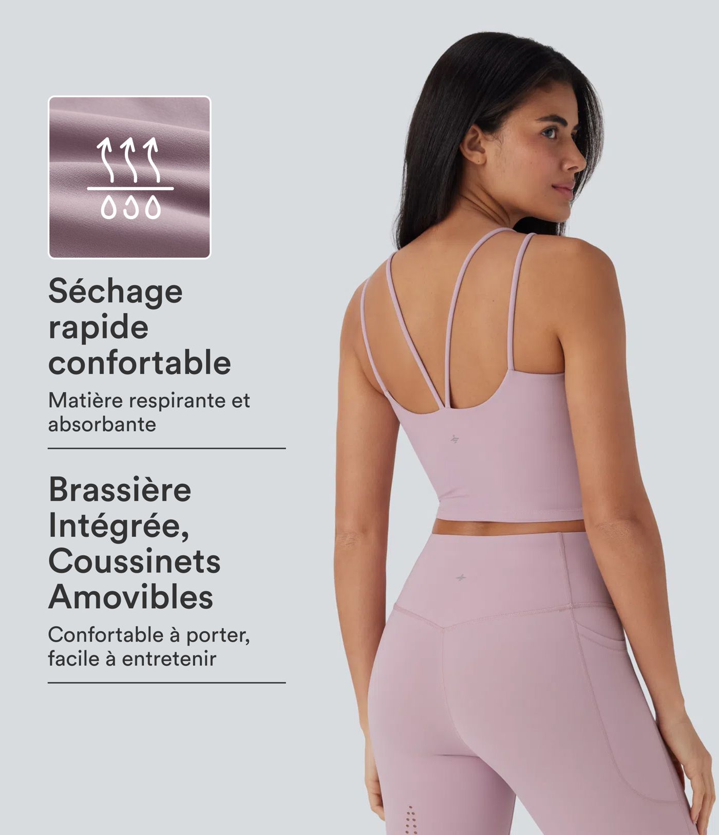Débardeur de yoga court Halara UltraSculpt™ Cool dos nu à séchage rapide - UPF50