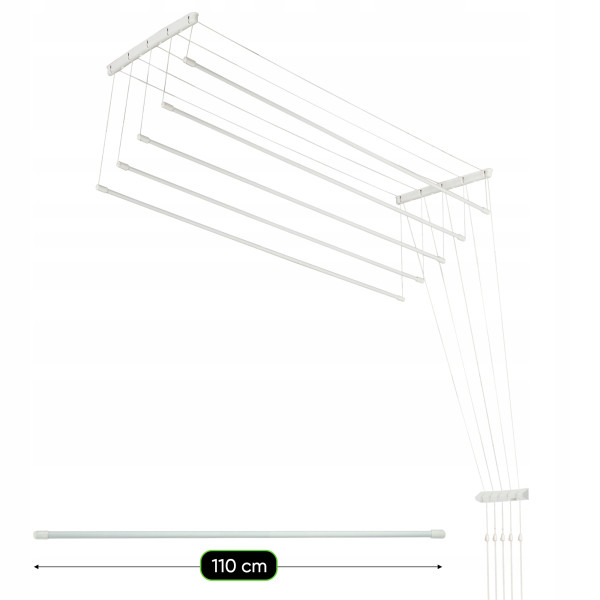 Suszarka Sufitowa Na Pranie Ubrań 5 Prętów 110cm