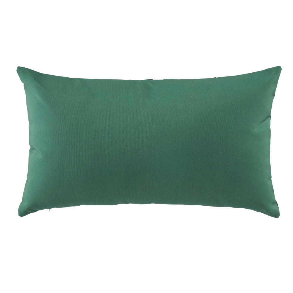 CALEEN - Coussin imprimé vert olive, écru et vert 30x50