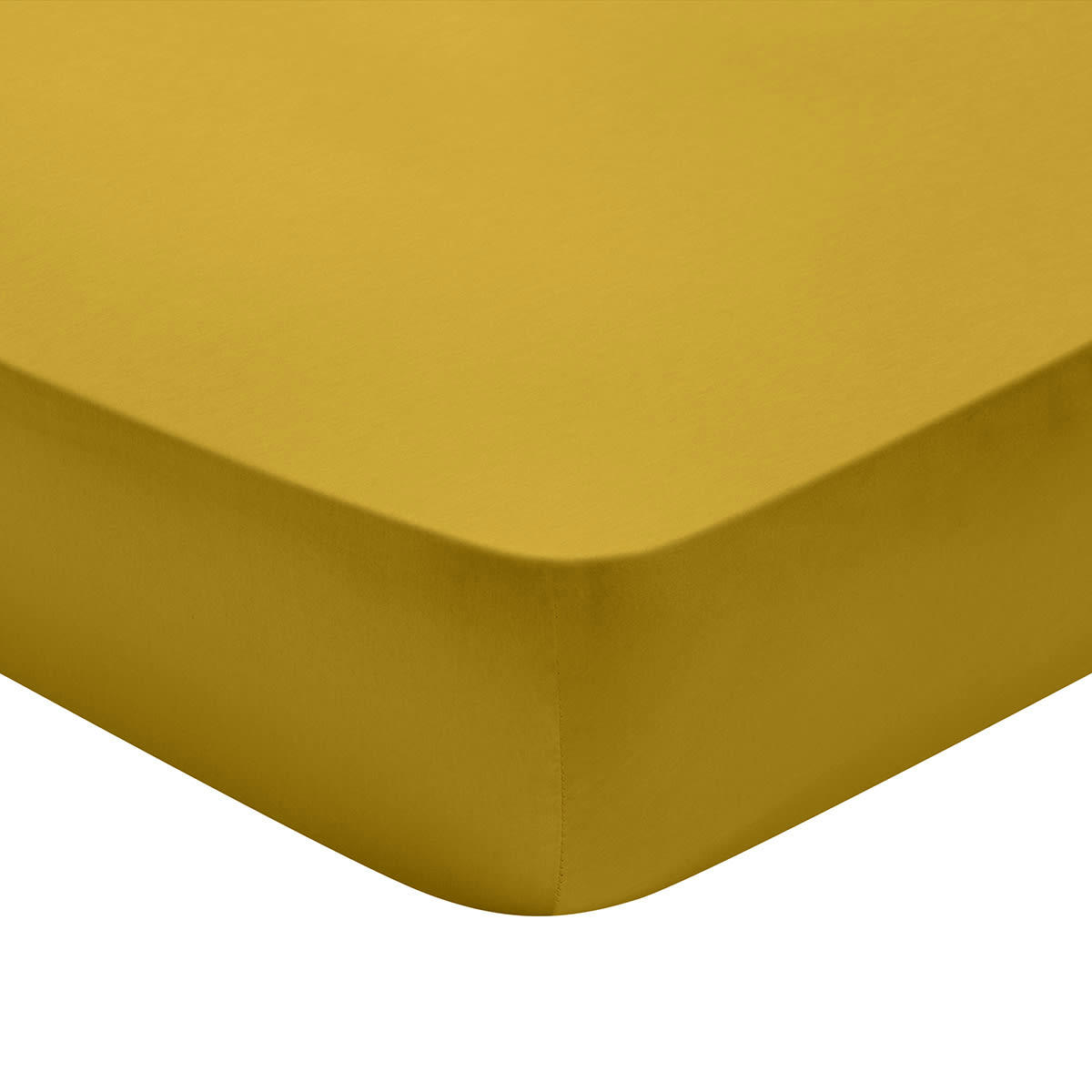 PARTITION - Drap housse   Satin de coton Coloris Curry 140x200 cm - DODO