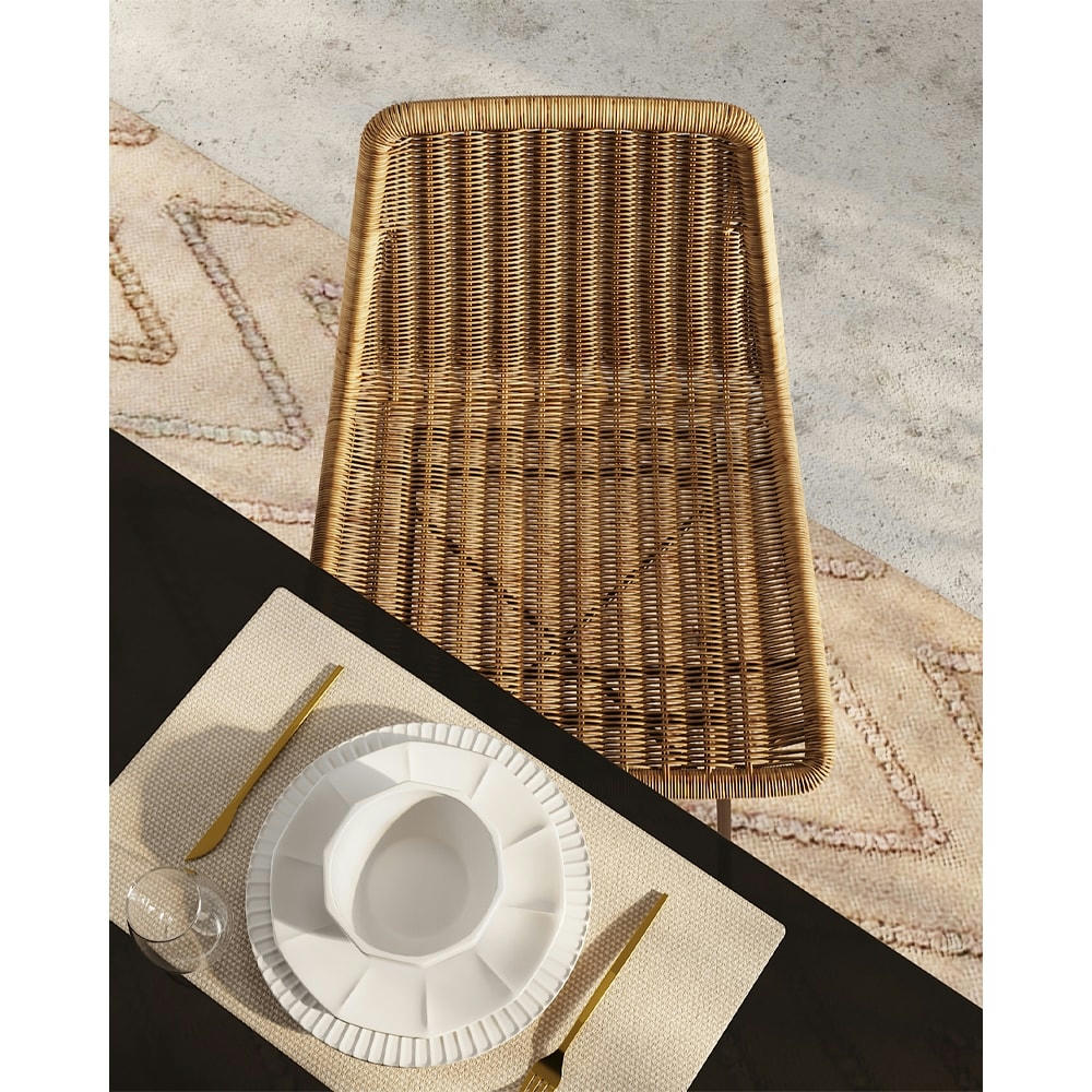 MANDYA - Chaise de bar mi-hauteur 63 cm en résine tressée marron (x2)