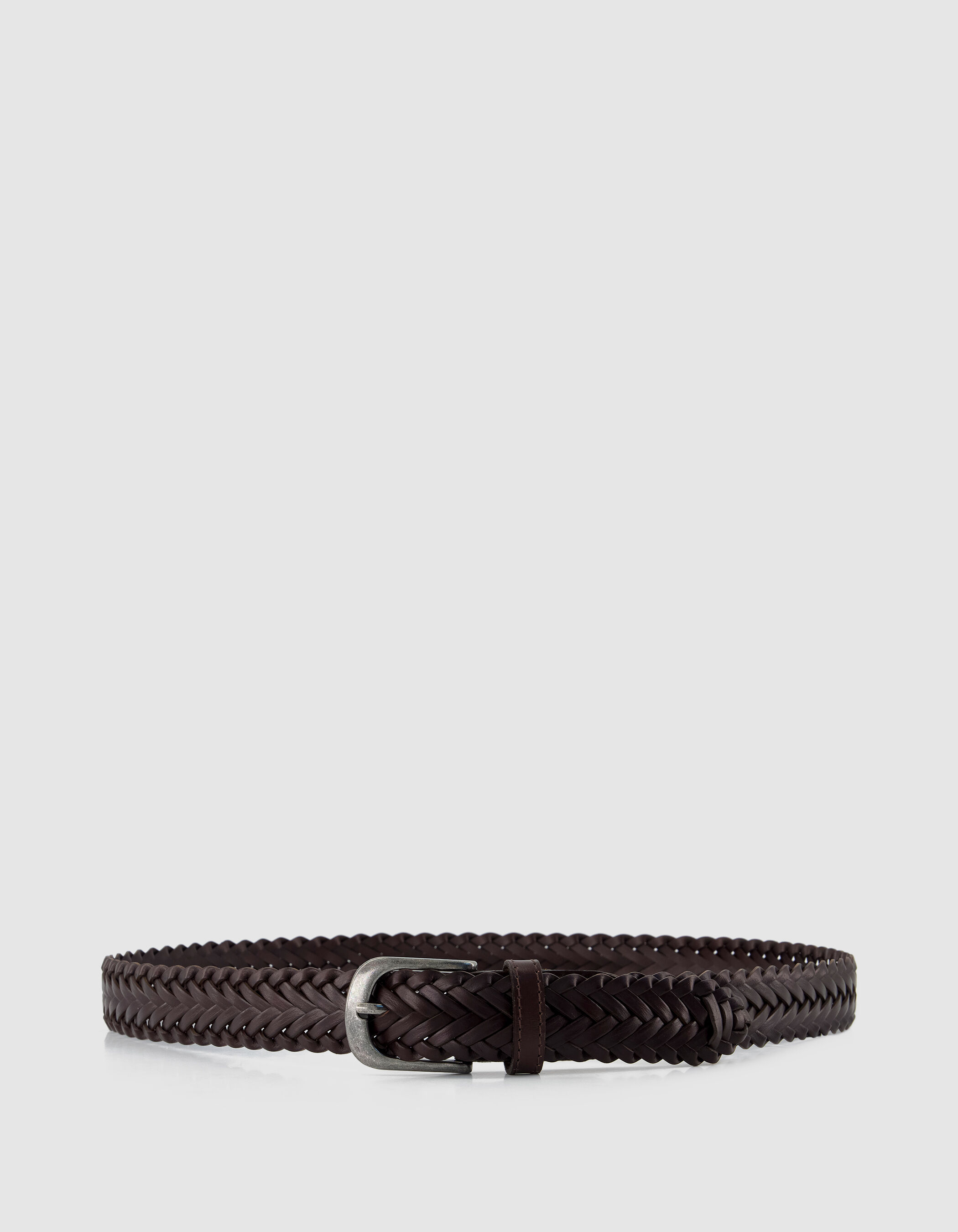 Ceinture marron cuir tressé Homme